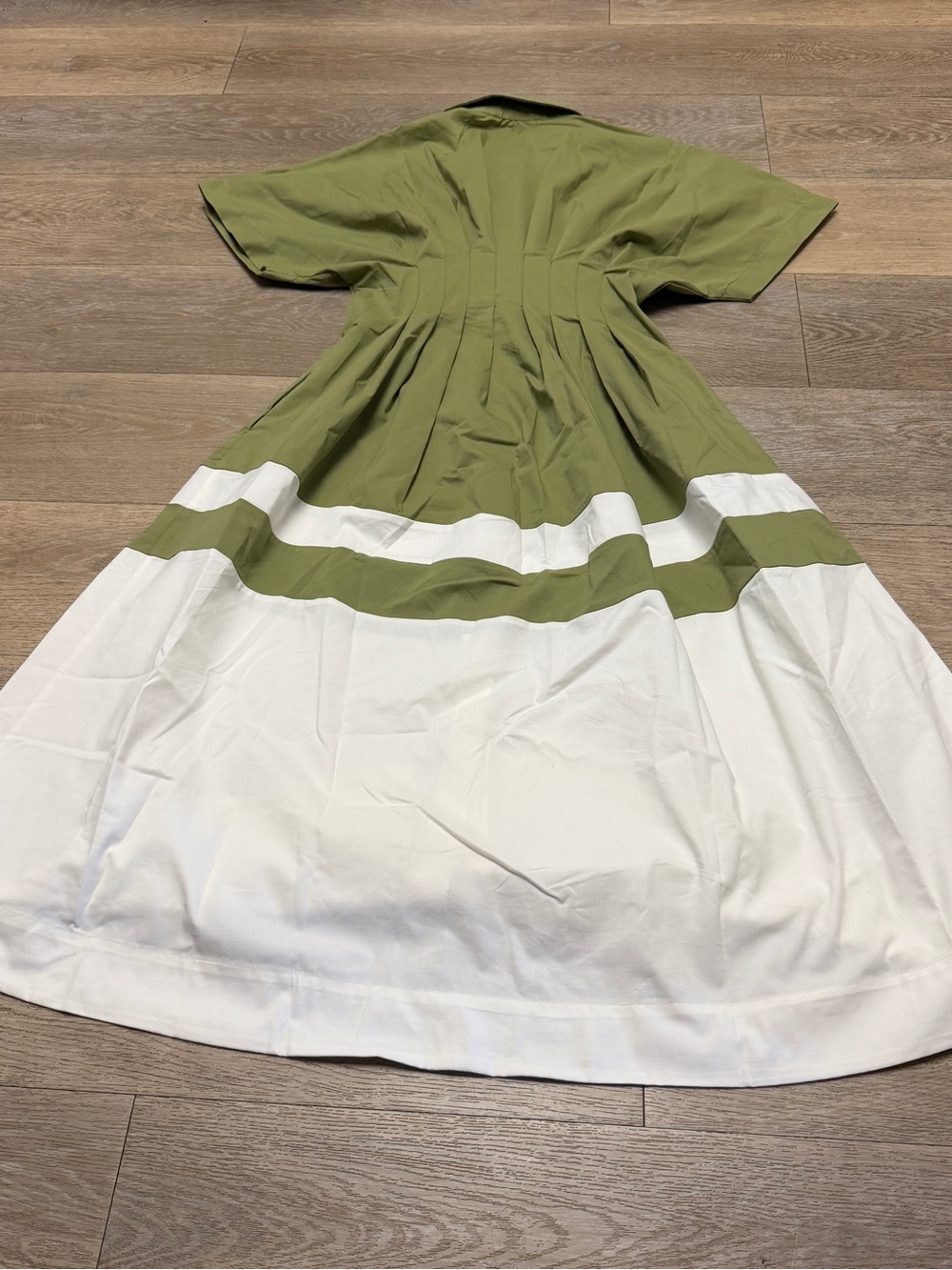 ANTHROPOLOGIE EXQUISE Tobie Colorblock Shirt Dress Women’s SP Green White NWOT - Picture 5 of 9